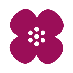 Purppuranvärinen Annansilmä-kukka, osa yhdistyksen logoa.